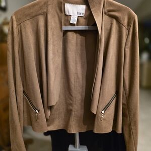 Bar III. Sz. S.  Mocha colored faux suede open Swing Jacket